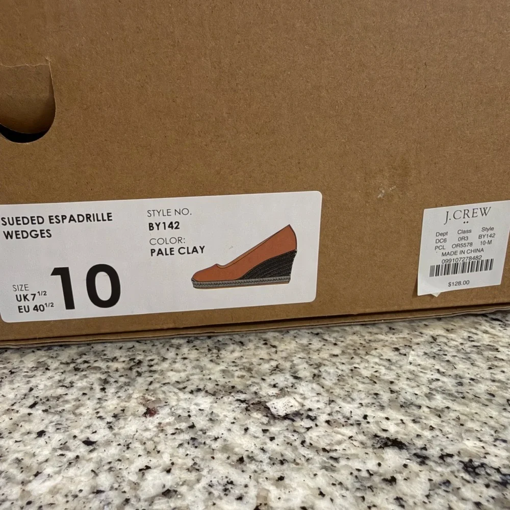 J.Crew Sueded Espadrille Wedges Size 10 NWT Pale Clay - Picture 2 of 8